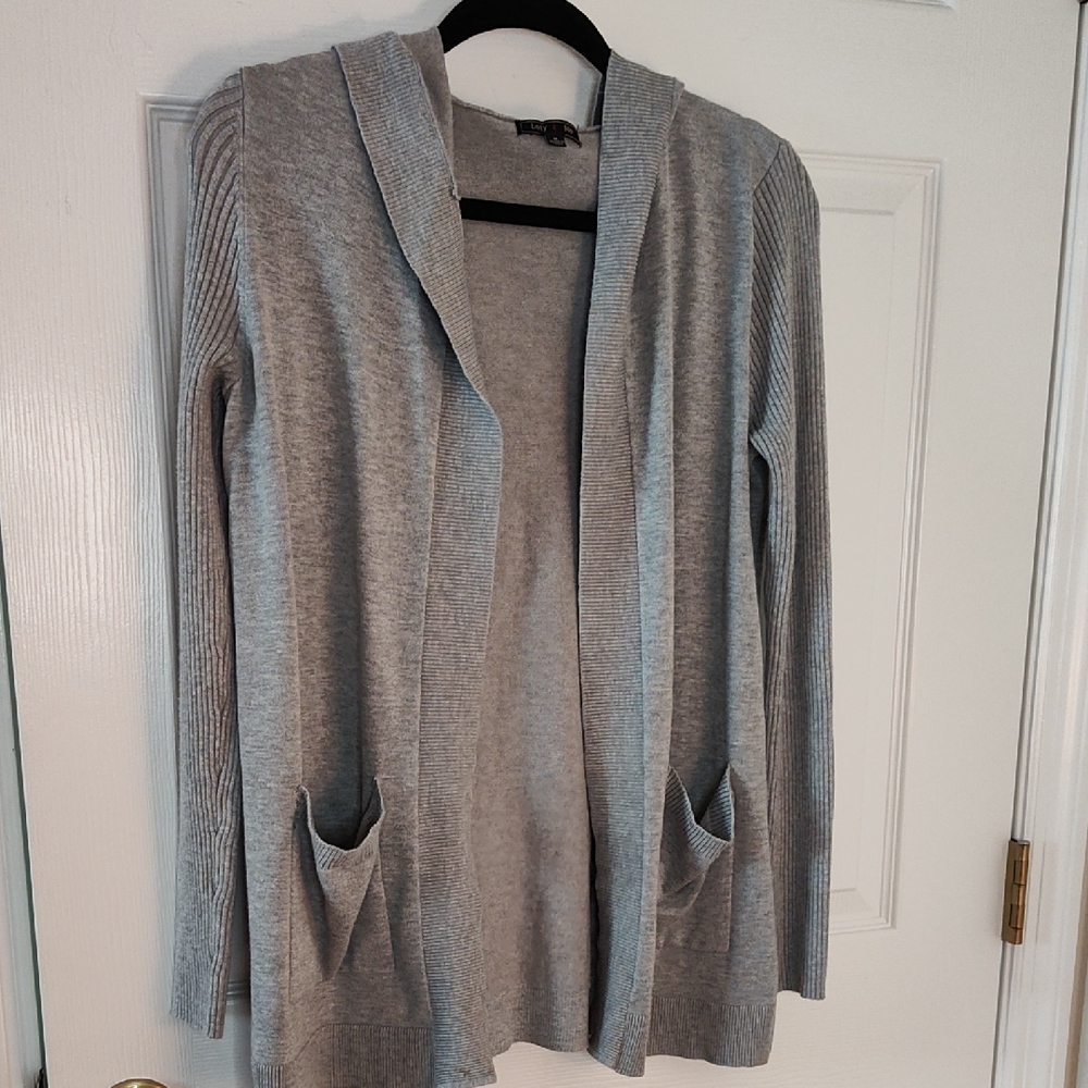 Elegant Heather Gray Open Front Cardigan